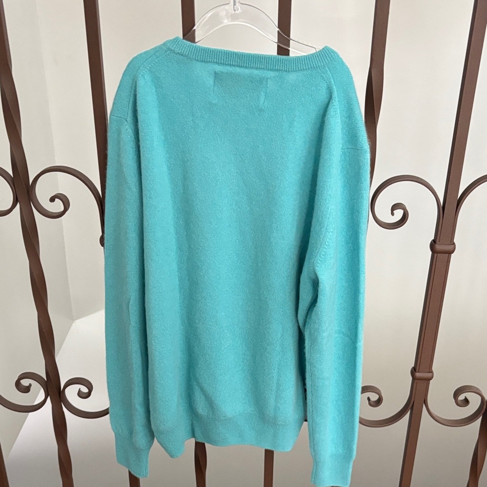 Lingua Franca Aqua Crew Neck Sweater - Picture 2 of 3
